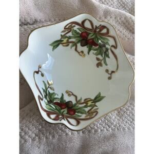 Tiffany & Co TIFFANY HOLIDAY 5" Square Bowl Nut Candy Seasonal‎ Dish Japan Made